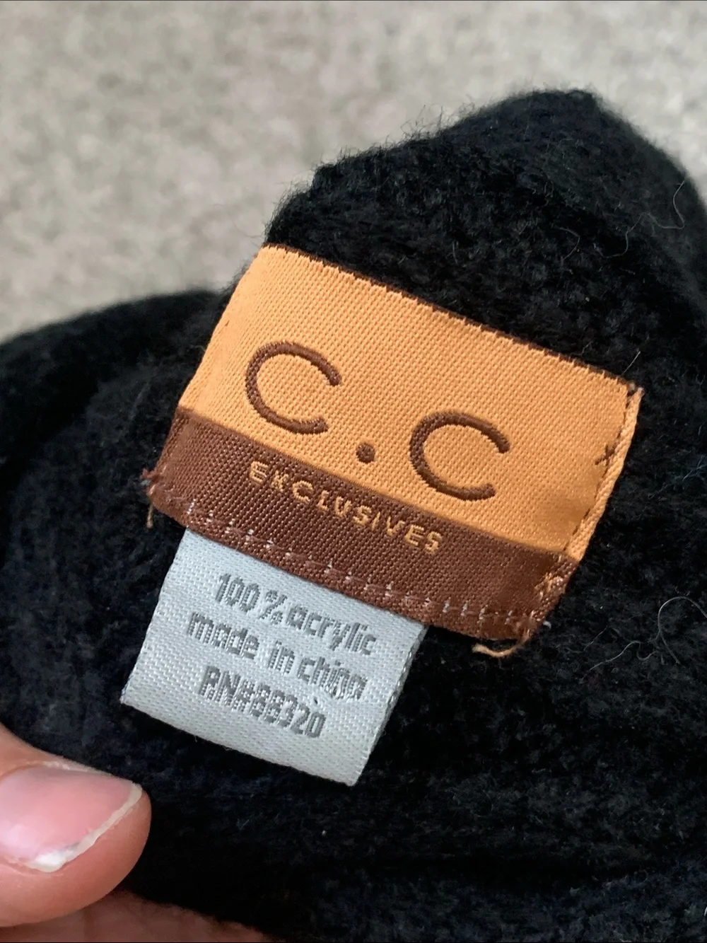 C.C. Black Knit Headband with Beaded Detail